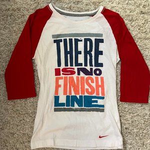 Nike 3/4 Sleeve Baseball Style "There is No Finish Line" T-Shirt, Women's Sz. XS